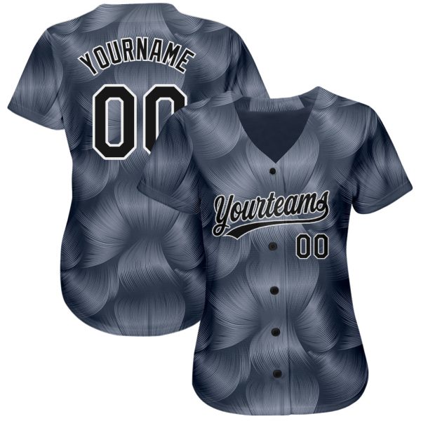 Custom Steel Gray Black-White 3D Pattern Design Authentic Baseball Jersey - Image 2