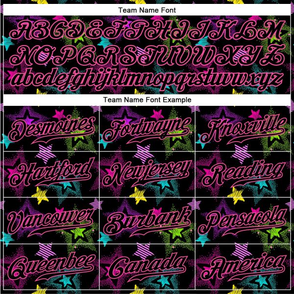 Custom Graffiti Pattern Black-Pink 3D Creative Colorful Stars Authentic Baseball Jersey - Image 4