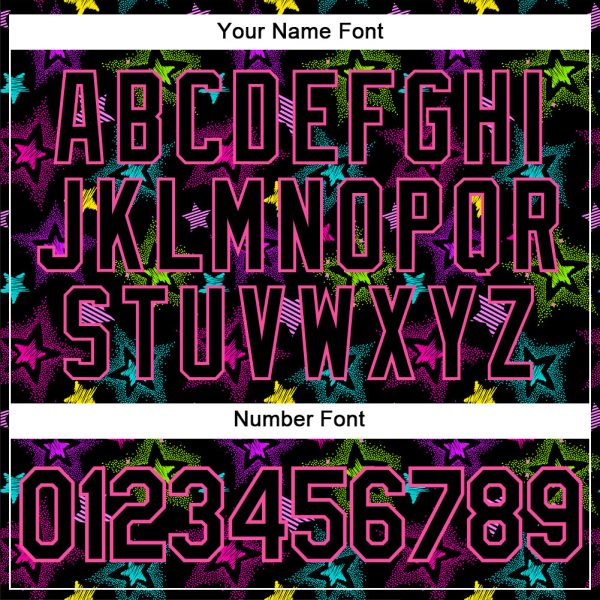 Custom Graffiti Pattern Black-Pink 3D Creative Colorful Stars Authentic Baseball Jersey - Image 5