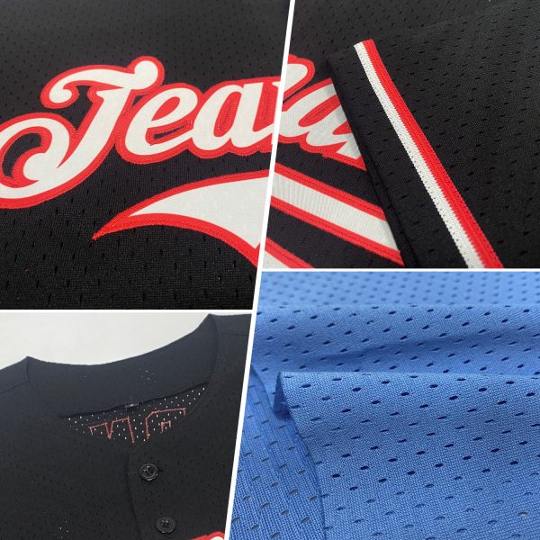 Custom Light Blue Gray-Steel Gray Mesh Authentic Throwback Baseball Jersey - Image 2