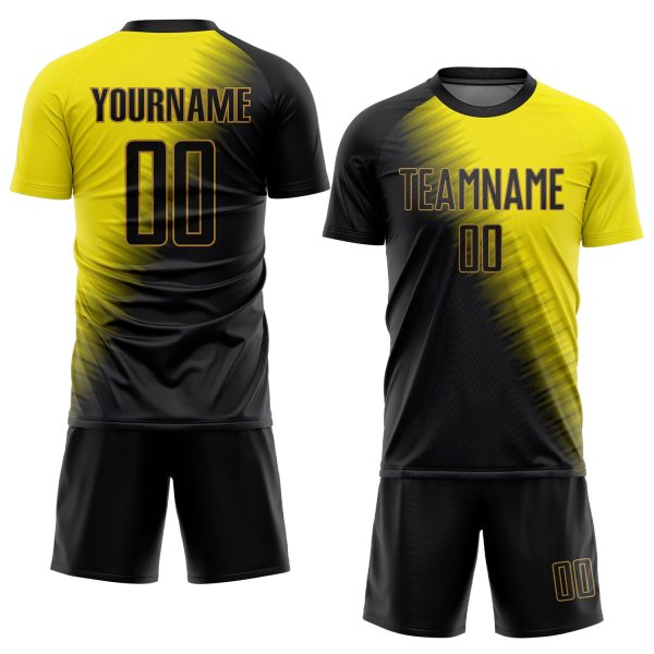 Custom Gold Black-Old Gold Sublimation Soccer Uniform Jersey - Image 2
