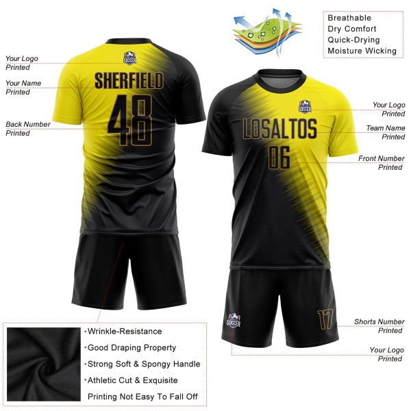 Custom Gold Black-Old Gold Sublimation Soccer Uniform Jersey - Image 3