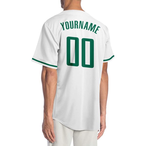 Custom White Kelly Green-Gray Authentic Baseball Jersey - Image 2